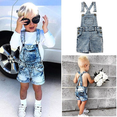

Kids Baby Girls Boys Deinm Bib Pants Overalls Romper Playsuit Outfits Clothes NEW