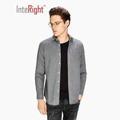 

INTERIGHT mens flannel net color shirt gray ash blue 39