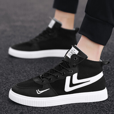 

Mens shoes in summer high-heeled small white canvas shoes leisure trend high bang hundred autumn tide shoes
