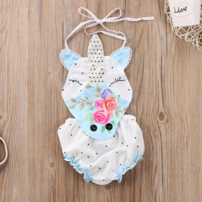 

Fashion Newborn Baby Girls Cartoon Unicorn Flower Romper Jumpsuit Outfits Clothes Summer 0-18M