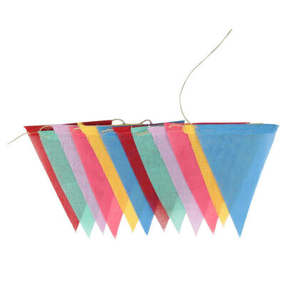 

12 Flags Linen Bunting Pennant Flag Garland Wedding Birthday Party Decor