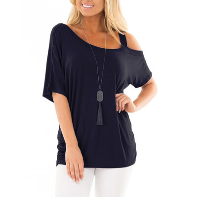 

Nomeni Womens Fashion Casual Short Sleeve Pure Color Tops Blouse Tunic T Shirts