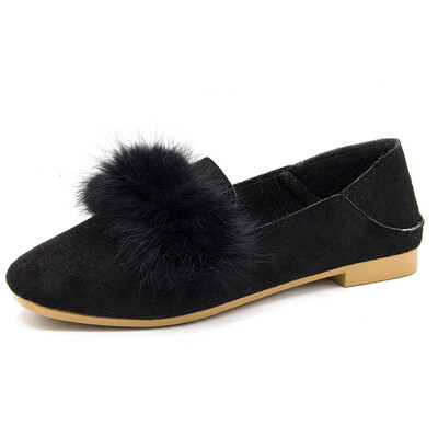 

Single shoe woman spring chic round head butterfly knot fairy bean shoes ins leather shoes