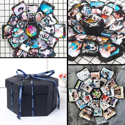 

Hexagon DIY Birthday Gift Valentine´s Day present Surprise Explosion Box Photo Album Memory Scrapbook