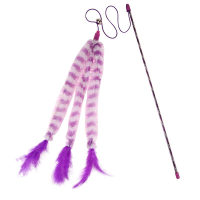 

Funny Pet Cat Toy Cute Design Feather Teaser Wand Rod Pole Cat Plastic Toy