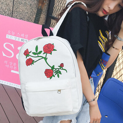 

Tailored Women Girls Embroidery Rose School Bag Travel Backpack Bag Shoulder Bag