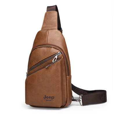 

Jeep mens chest bag new fashion mens bag trend multi-function shoulder casual slung backpack bag