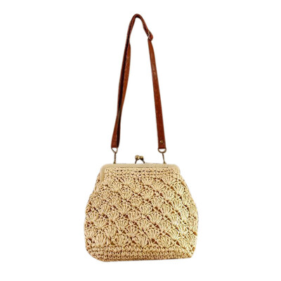 

JHD Weave Beach Bag Women Vintage Shell Shape Knitting Messenger Bags Female Holiday Traveling Shoulder Bag