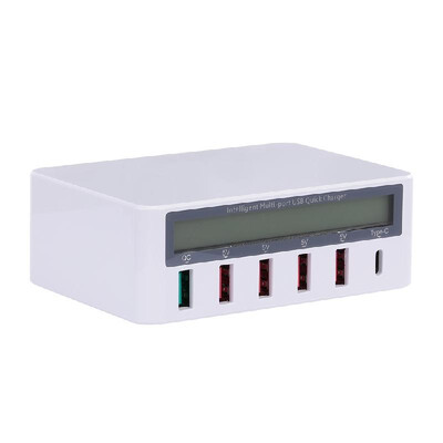 

Smart Charging Station with 6 Ports LCD USB Charging Dock QC30 Fast Charging Universal Compatibility Charging Station for Family