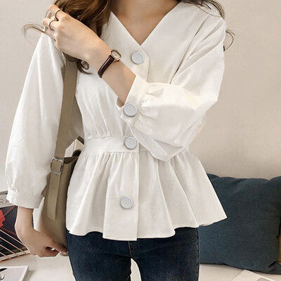 

Starmoon Fashion Womens Waist Collection Long Sleeve V-Neck Blouse