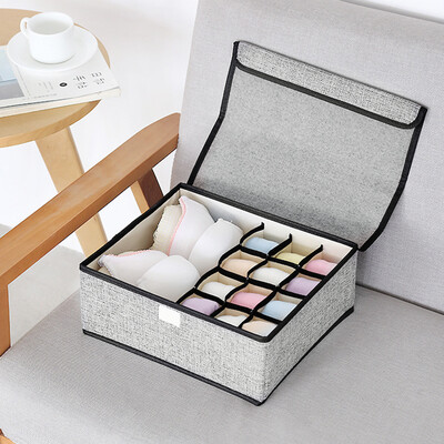 

Buna nano cotton linen multi-purpose underwear underwear storage box fabric covered storage box washable socks compartment storage box light gray
