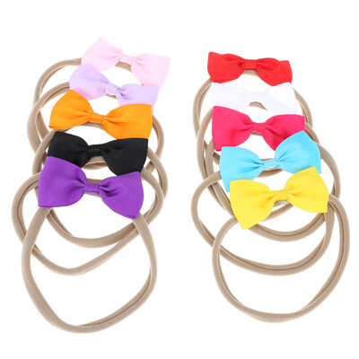 

10pcs Childrens Nylon Hairbands Bowknot Headwear Elastic Headbands