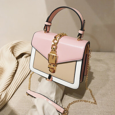 

High-end sense bag diagonal across the ocean texture fashion bag female 2019 new shoulder portable color chain small square bag