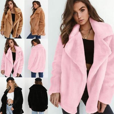 

Womens Winter Teddy Bear Pocket Fluffy Coat Fleece Fur Jackets Outerwear Hoodies