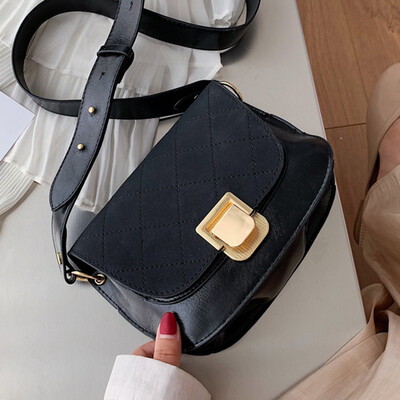 

Retro buckle saddle bag woman 2019 new small bag leisure 100 lap broadband oblique span package single shoulder bag