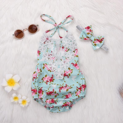 

Lovely Baby Girls Floral Romper Jumpsuit Bodysuit Headband Outfits Set