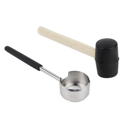 

Greensen Food Grade 304 Stainless Steel Coconut Opener&Wooden Handle Rubber Hammer Tool Set