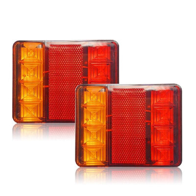 

2Pcs Square LED Trailer Lights Red Amber Turn Signal Tail Parking Lights Rectangular LED Truck Trailer Light Side Marker Reflector