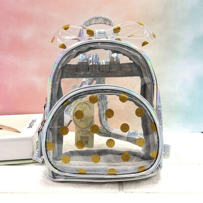 

Cute Fog Flower Childrens Transparent Polka Dot Bow Little Girl Waterproof Mini Princess Jelly Packpack