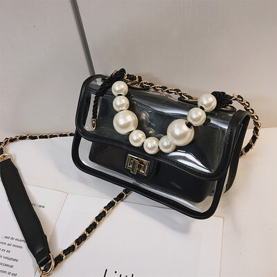 

Bags handbags new 2019 latest version of the package tide fashion transparent jelly small square bag temperament Messenger bag female