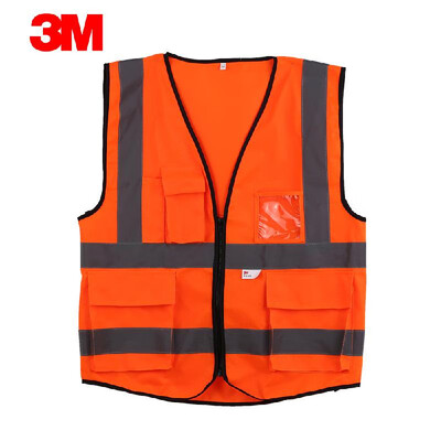 

3M 10907 High Visibility Reflective Vest Security Working Clothes Safety Waistcoat with Pockets Zipper Design Motorcycle Cycling W