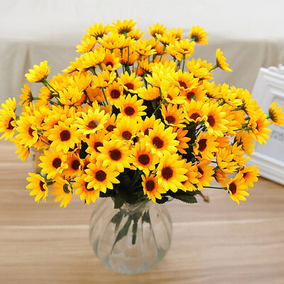 

1 Bouquet 15 Heads 7 Branches Artificial Faux Silk Sunflower Home Party Decor