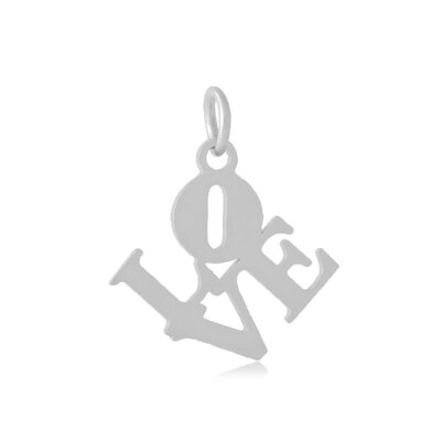 

304 Stainless Steel Pendants Word Love Stainless Steel Color 16x16x1mm Hole 3mm