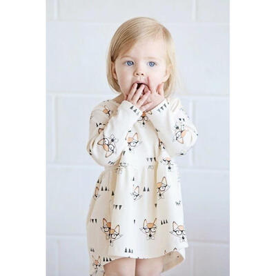 

Stylish Kids Girls Birthday Party Long Sleeved Shirt A-line Striped Cotton Dress