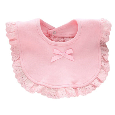 

Baby Girl Snap Button Bibs Cotton Bow Lace Bibs Waterproof Saliva Towels