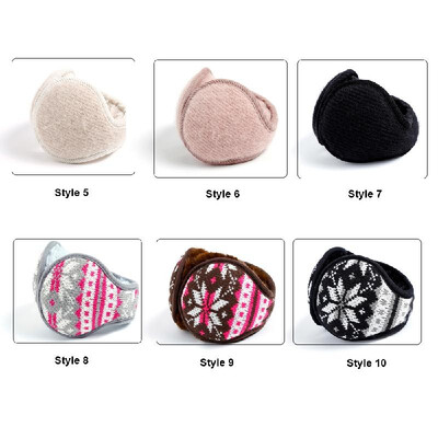 

Unisex Ear Muffs Outdoor Winter Earmuffs Knit Design Foldable Ear Warmers Warm Plush Ear Protector Cover for Men Women