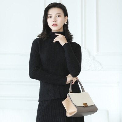 

QIANMUCHUN womens pile collar cashmere sweater comfortable soft 5781