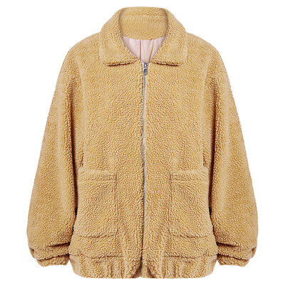 

Langstar Women Lamb Wool Fluffy Loose Coat Fashionable Warm Soft Jacket