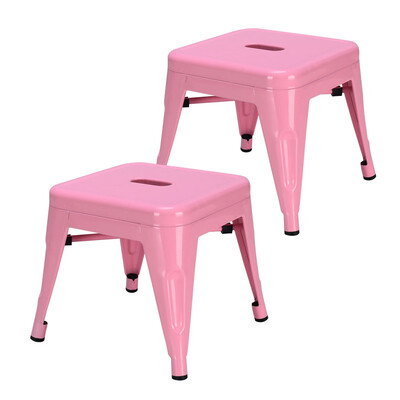 

Set of 2 Lightweight Tolix Kids Stool with Stackable Metal-Pink