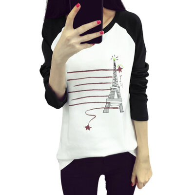 

Autumn Womens T-Shirt Lovely Character Printed Long Sleeve Tops