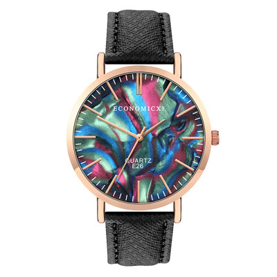 

RM Fashion Simple Belt Watch Dark Color Cool Dial No Digital Female Quartz Watch