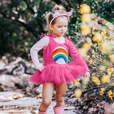 

Summer Kid Bady Girl Strap Print Lace Tutu Tulle Patchwork Princess Casual Dress