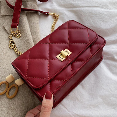

Fashion Korean Lingge womens bag 2019 autumn new foreign style popular texture Joker Korean Messenger bag