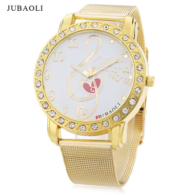 

JUBAOLI 1131 Female Quartz Watch Rhinestone Note Pattern Dial Luminous Wristwatch