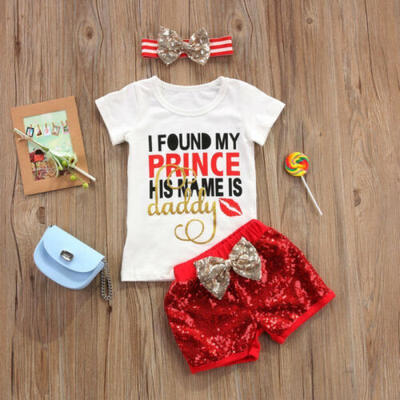 

Toddler Kid Baby Girls Outfits Clothes T-shirt TopsShorts Pants 3PCS