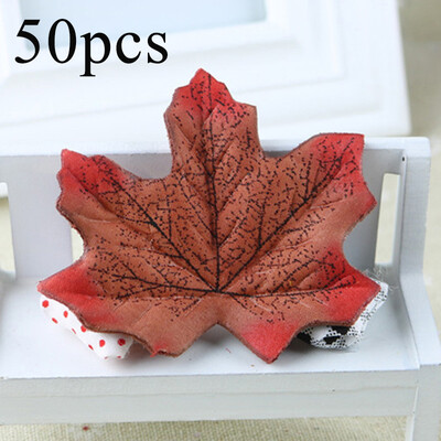 

50Artificial Fall Fake Silk Leaves Lovable Autumn Maple For Wedding Party Decor