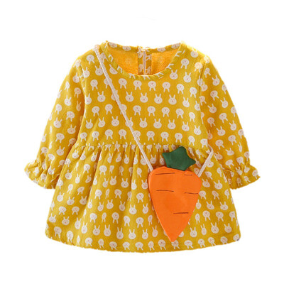 

Kids Girls Dress Clothes Autumn Long Sleeve Princess Dress For Girl Toddler Cotton Newborn Baby Girl Party Dresses With Bag