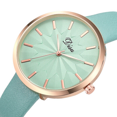 

RM Luxury Fashion Lady Simple Dial Leather Belt Watch Sun Flower Quartz Watch