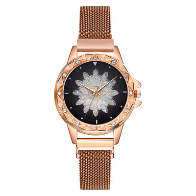 

Fashion Women Watch Rose Gold Flower Dial Wristwatches Ladies Casual Bracelet Quartz Clock Female Watch Relogio Feminino 2019