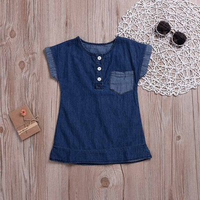 

Children Kid Infants Girls Button Pocket Denim Jeans Princess Dress Clothes