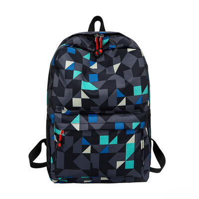 

Waterproof Backpack Women Men Geometric Print Travel Shoulder School Bags