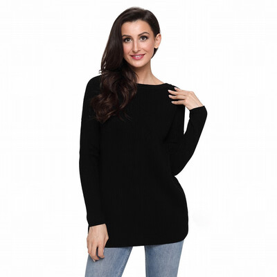 

V-neck long-sleeved chest cross-tie with warm&warm casual knit sweater