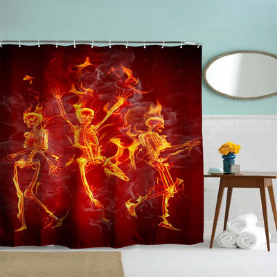 

Dancing Skeletons Polyester Shower Curtain Bathroom Curtain High Definition 3D Printing Water-Proof