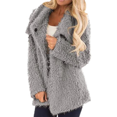 

Toponeto Womens Ladies Warm Fashion Artificial Wool Lapel Long Sleeve Button Coat