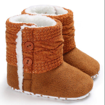 

WEIXINBUY Winter Baby Snow Boots Warm Toddler Shoes Baby Girl Shoes Knitted Solid First Walker Infant Newborn Shoes Footwear