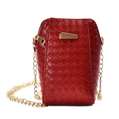 

Solid Color Shoulder Handbags Women PU Leather Zipper Chain Crossbody Bags
